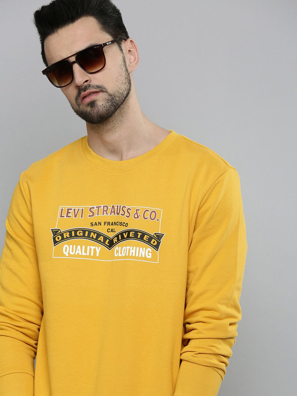  Levis Men Yellow Printed Pure Cotton Sweatshirt