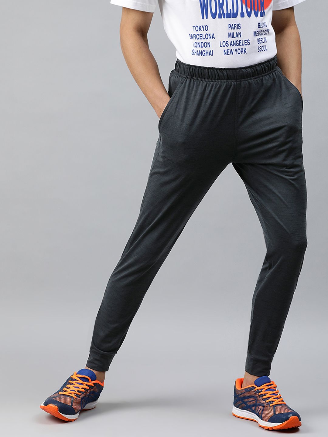  Nike Men's Grey Solid Dri-FIT Track Pants