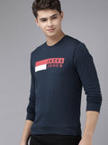  Jack & Jones Men Navy Blue Brand Logo Printed Sweatshirt
