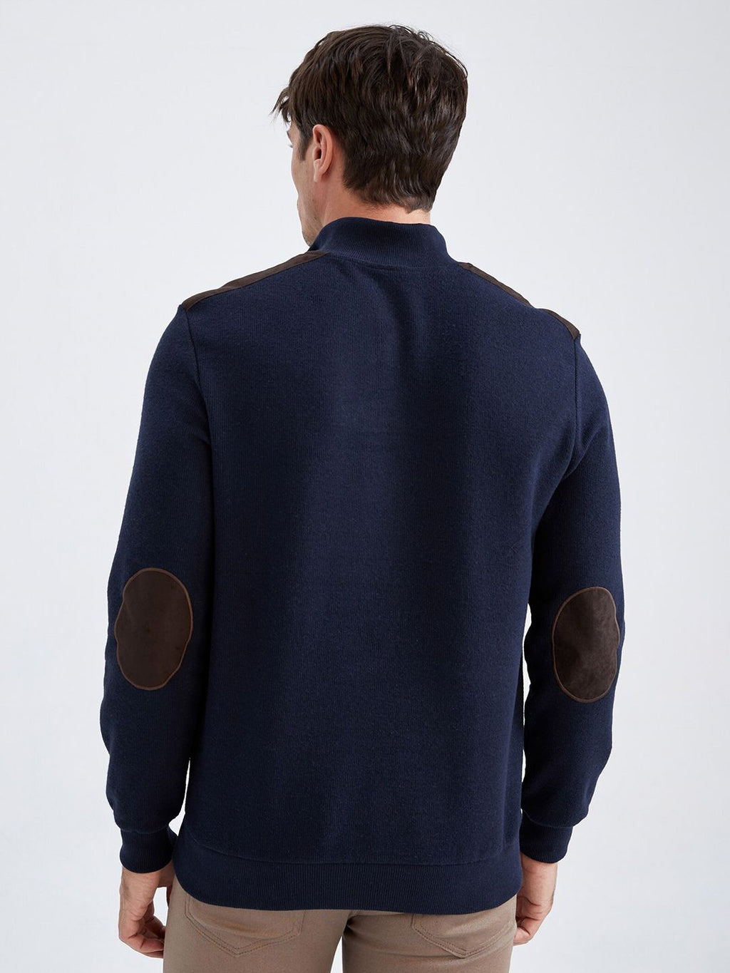  DeFacto Men Navy Blue Solid Sweatshirt
