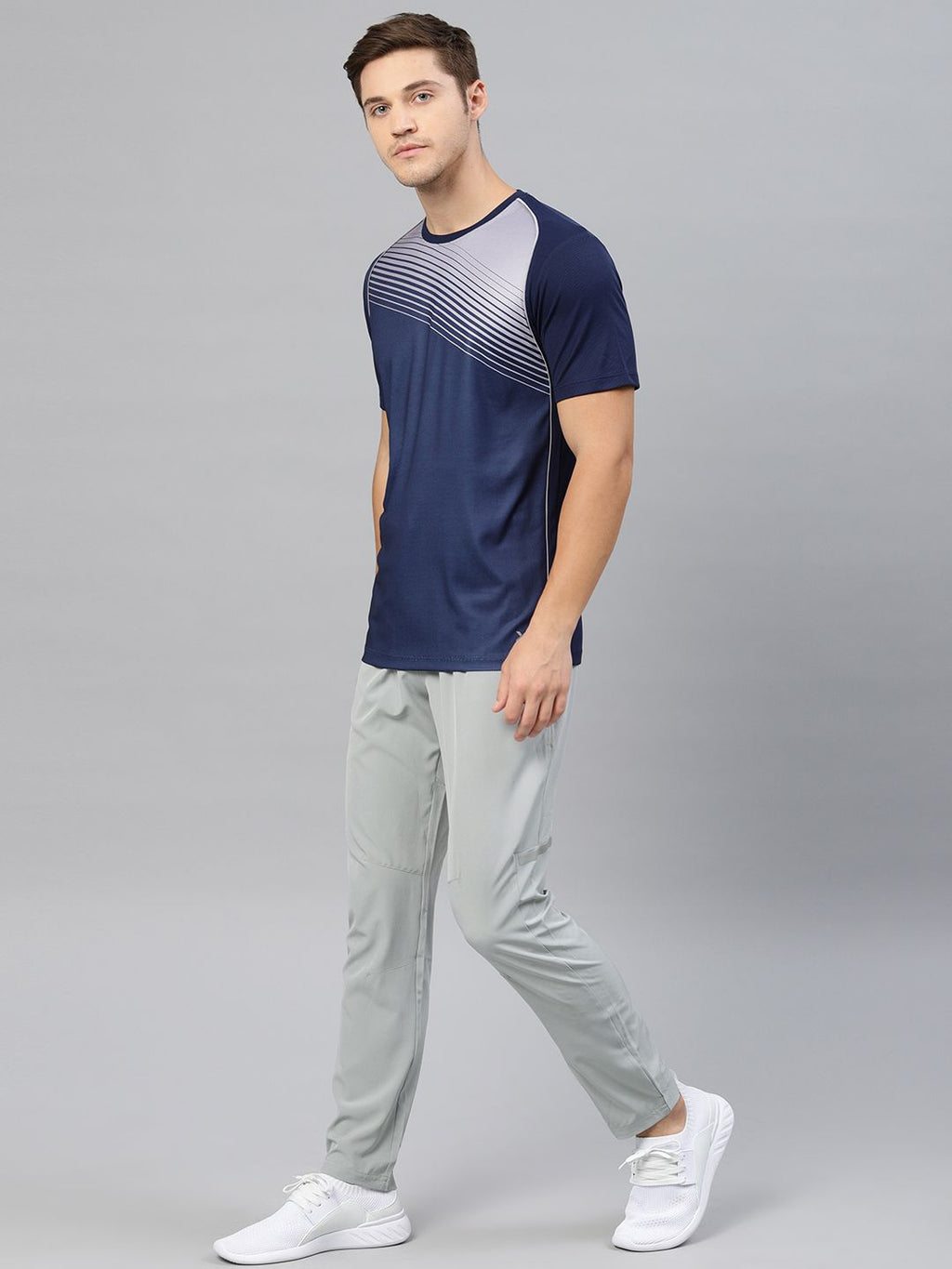  HRX By Hrithik Roshan Men Grey Melange Solid Slim Fit Rapid-Dry Running Track Pants