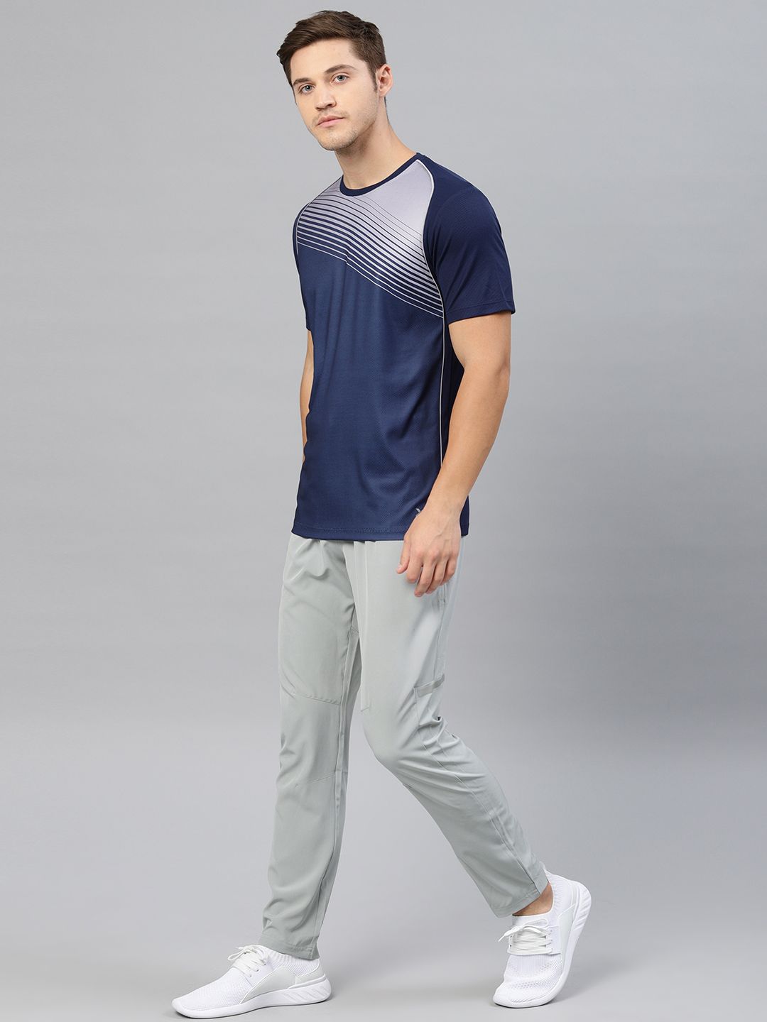  HRX By Hrithik Roshan Men Grey Melange Solid Slim Fit Rapid-Dry Running Track Pants