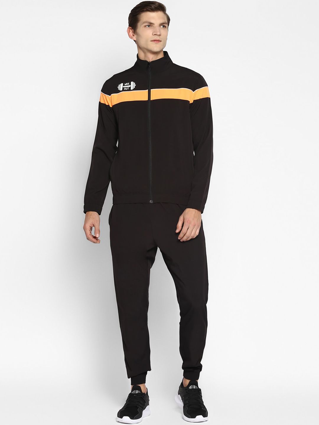  Yuuki Men Black & Orange Colourblocked Tracksuit