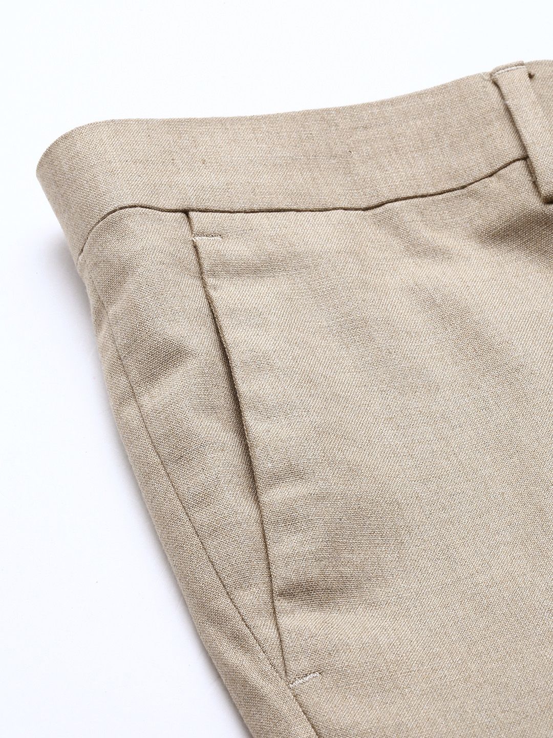  Arrow Men Khaki Solid Mid-Rise Formal Trousers