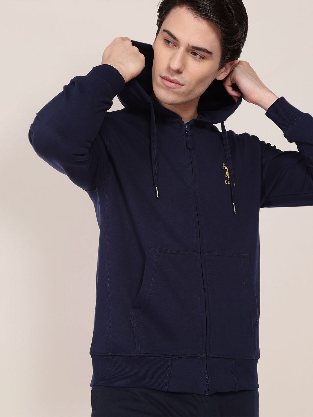  U.S. Polo Assn. Hooded Front-Open Cotton Sweatshirt