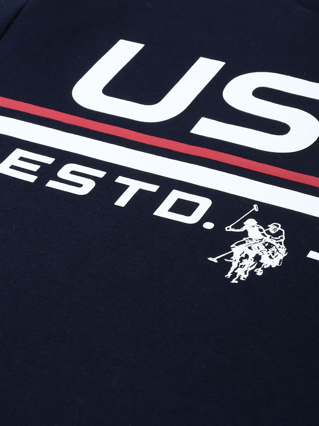 U.S. Polo Assn. U S Polo Assn Men Navy Blue Printed Round Neck Long Sleeves Sweatshirt