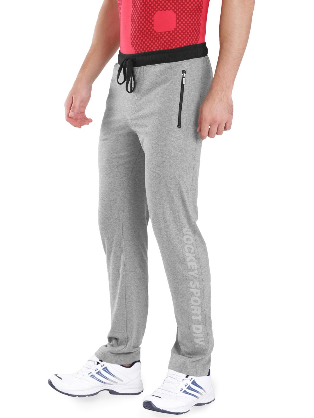  Jockey Men Grey Melange Slim Fit Solid Athleisure Track Pants