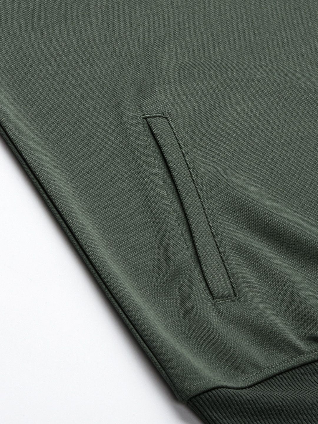  Flying Machine Men Green Solid Sweatshirt With Minimal Print Detail