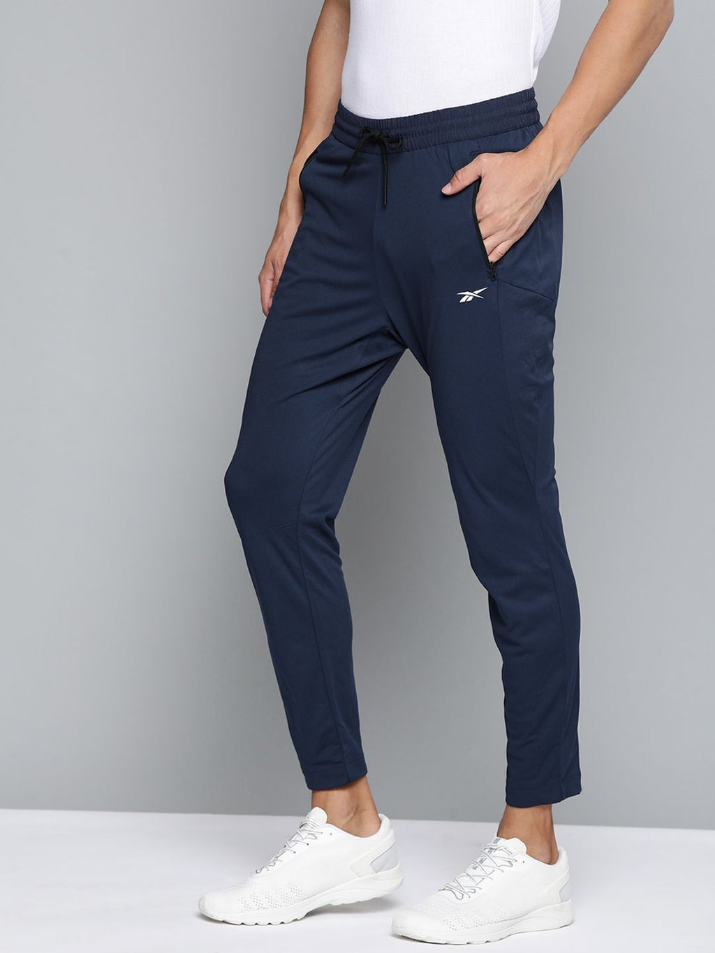  Reebok Men Navy Blue Solid Training WOR Knit Track Pants