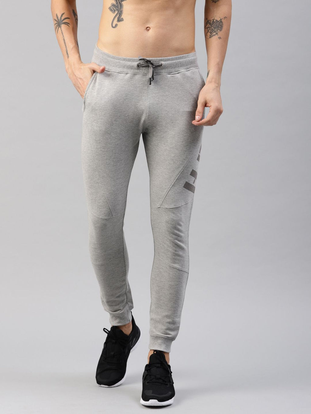  HRX By Hrithik Roshan Men Grey Solid Training Anti-Microbial Slim Fit Track Pants