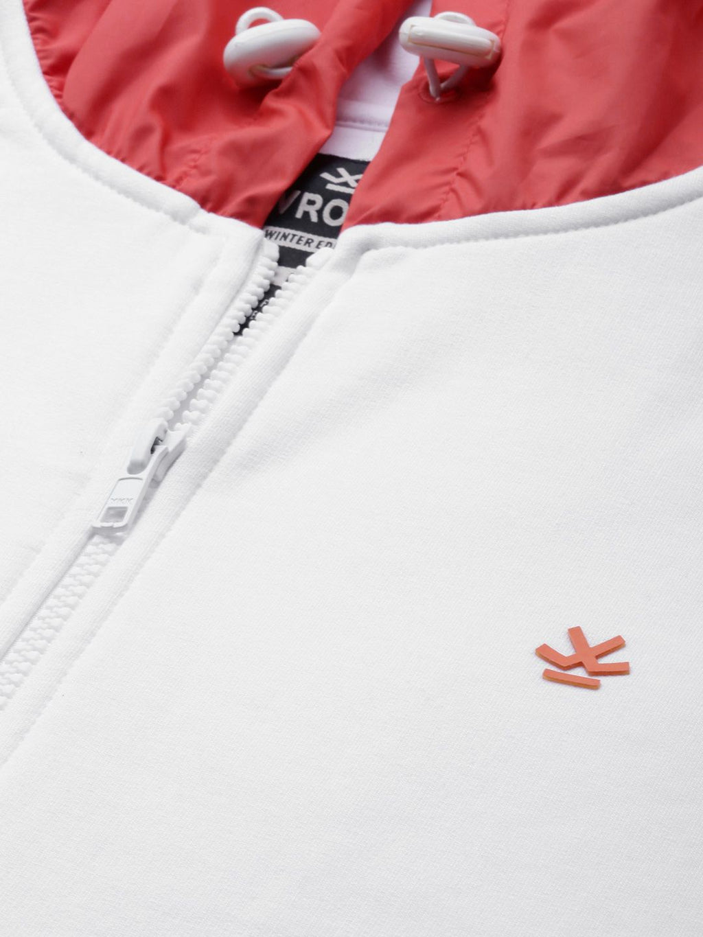  WROGN Men White Contrast Hood Front-Open Sweatshirt