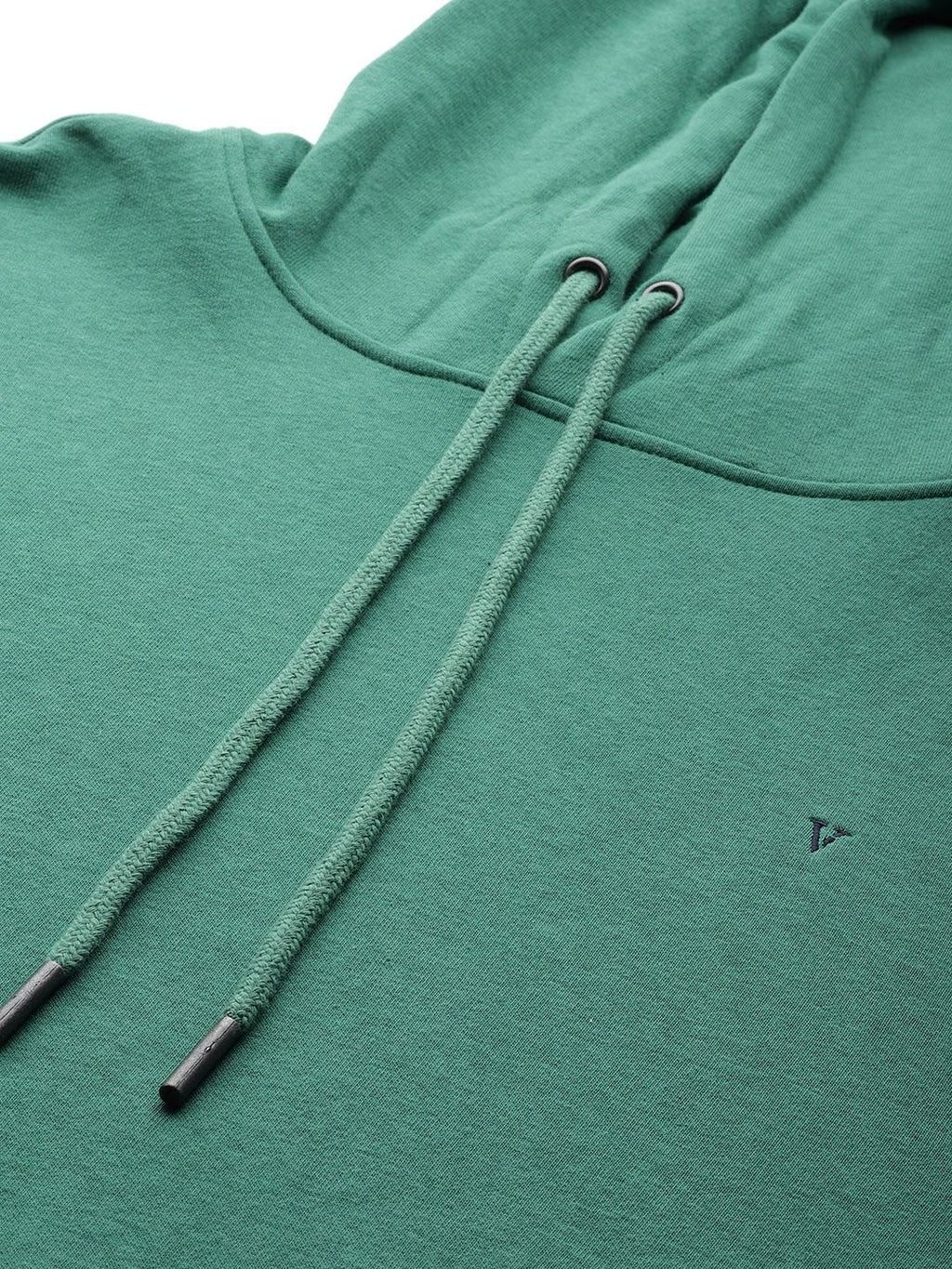  Van Heusen Men Green Solid Hooded Sweatshirt