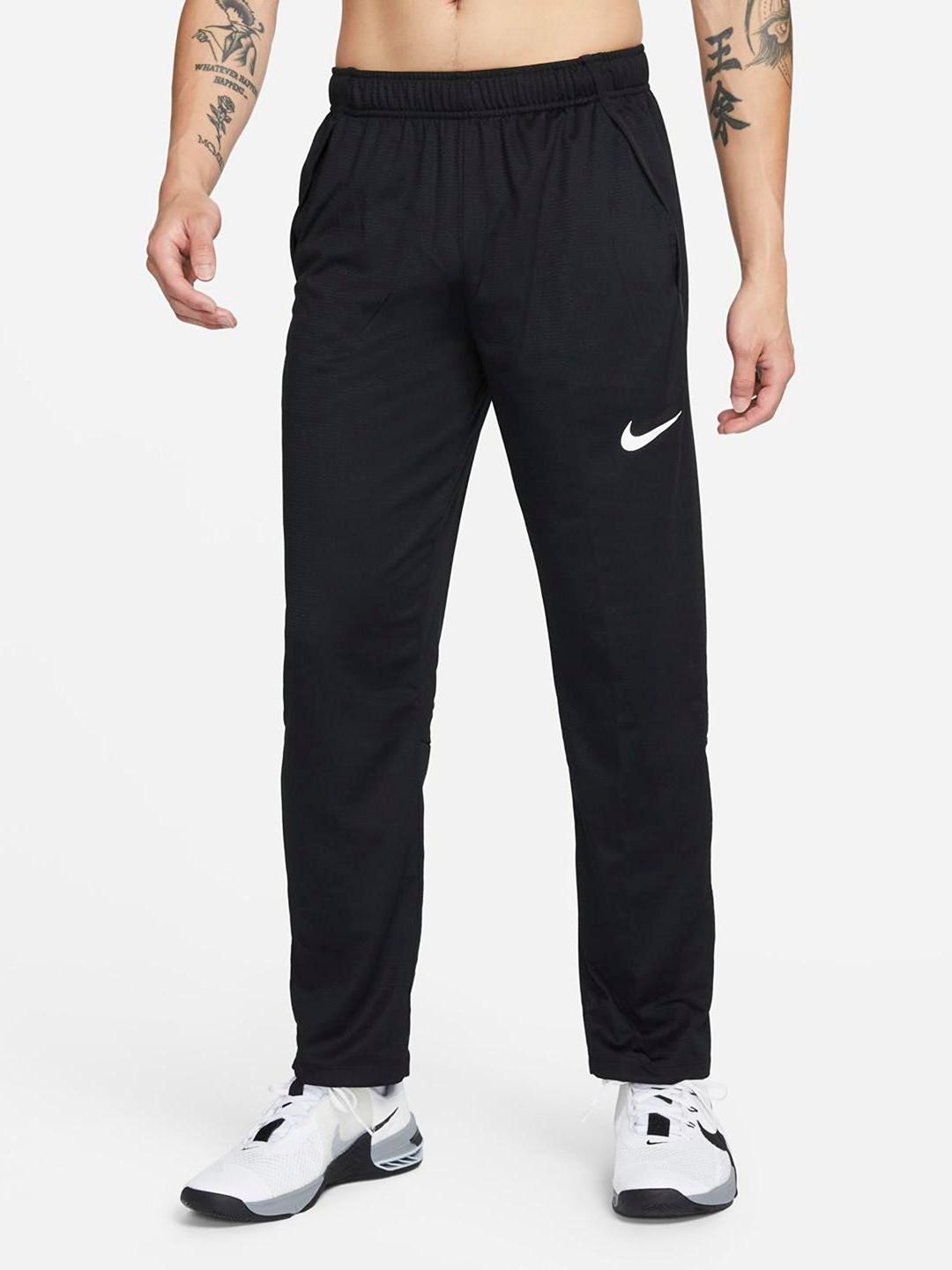  Nike Men Black Brand Logo PrintedStandard Fit Mid Rise AS M NK DF EPIC KNIT Track Pants