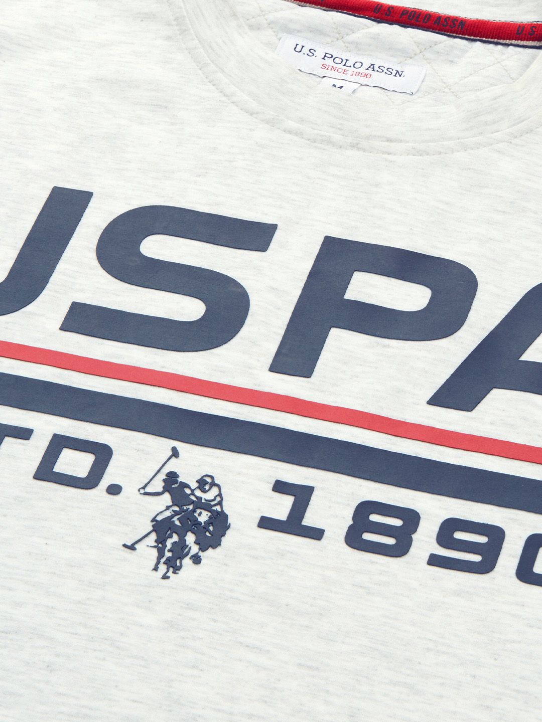U.S. Polo Assn. U S Polo Assn Men White Brand Logo Printed Round Neck Sweatshirt