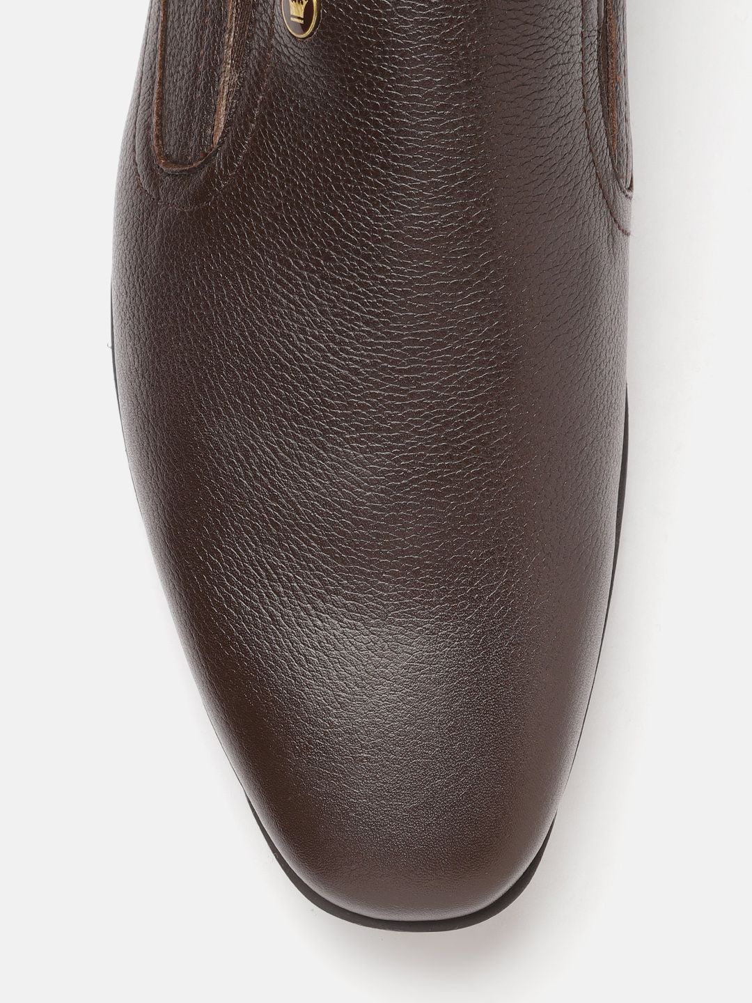  Louis Philippe Men Coffee Brown Solid Leather Formal Slip-Ons