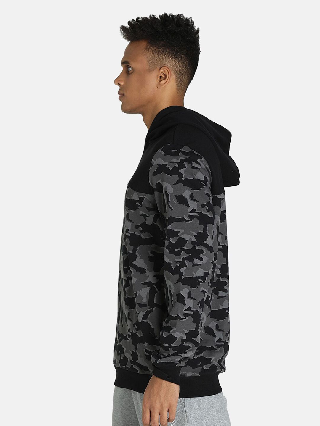  Puma Black Camouflage Printed Cotton Hooded Sweatshirt