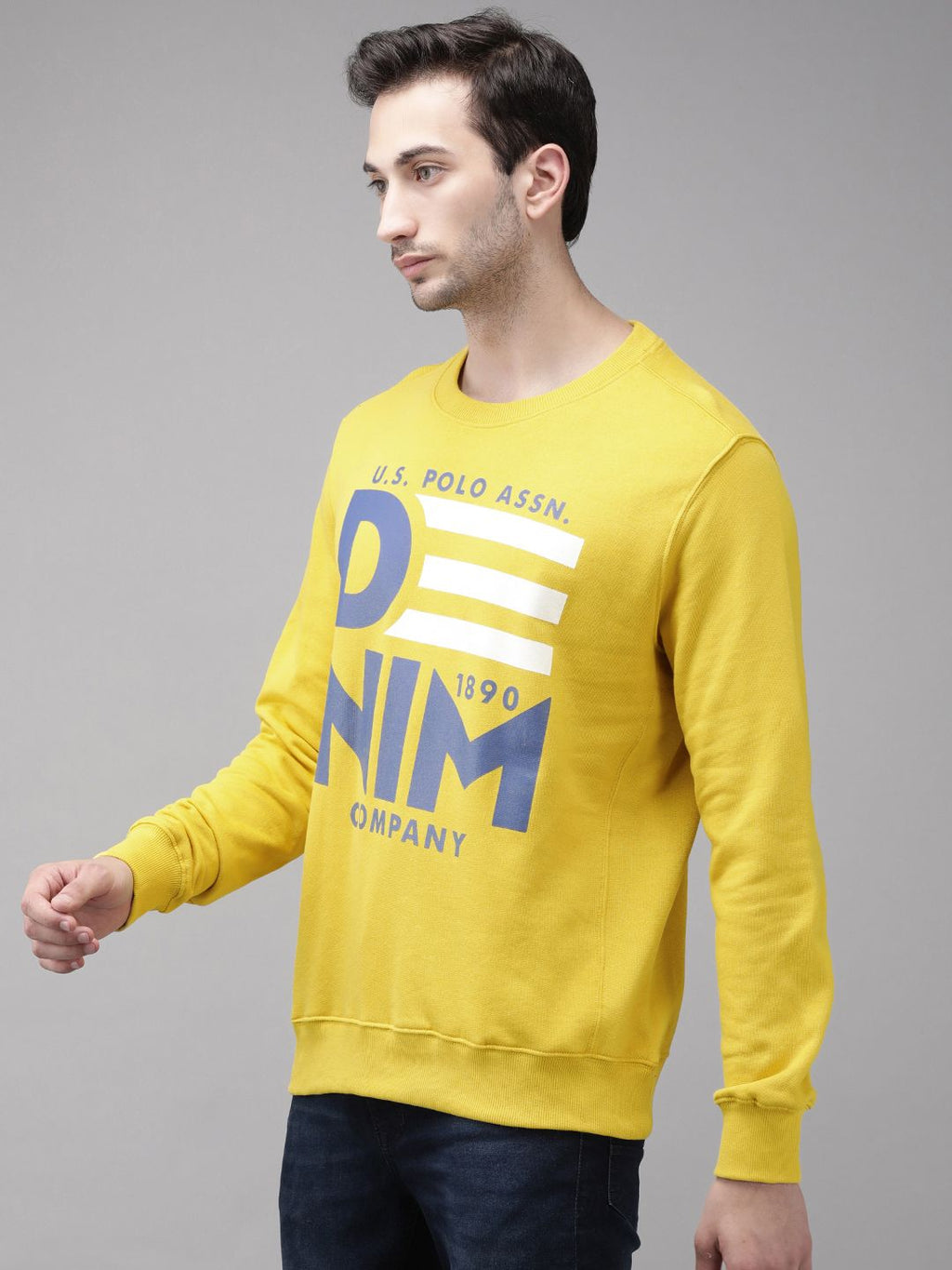  U.S. Polo Assn. Men Yellow Printed Sweatshirt