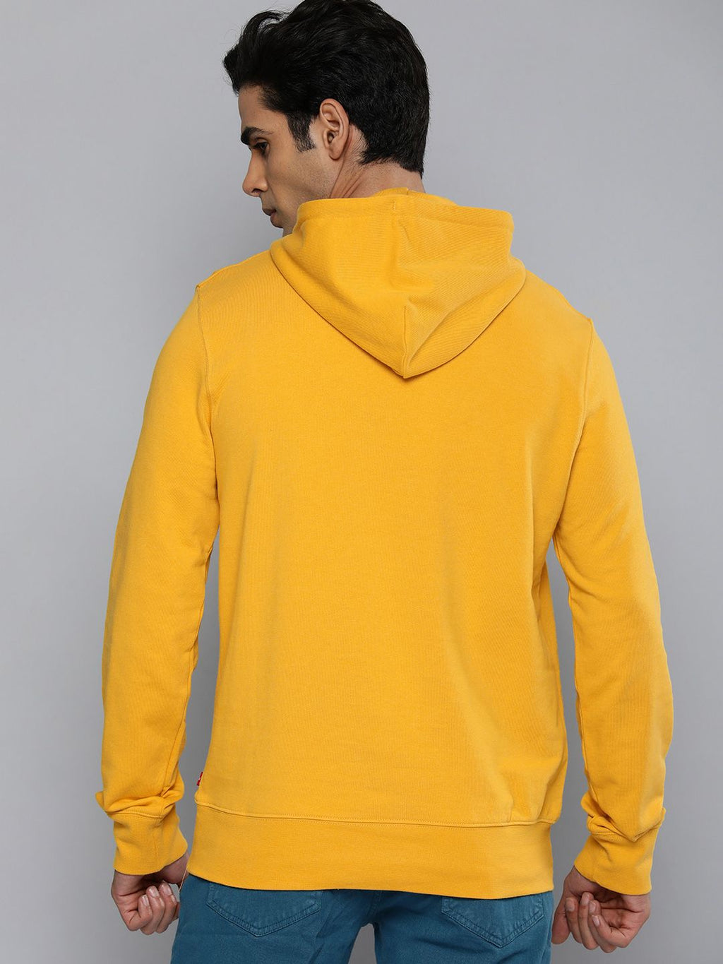  Levis Men Yellow Printed Hooded Pure Cotton Sweatshirt