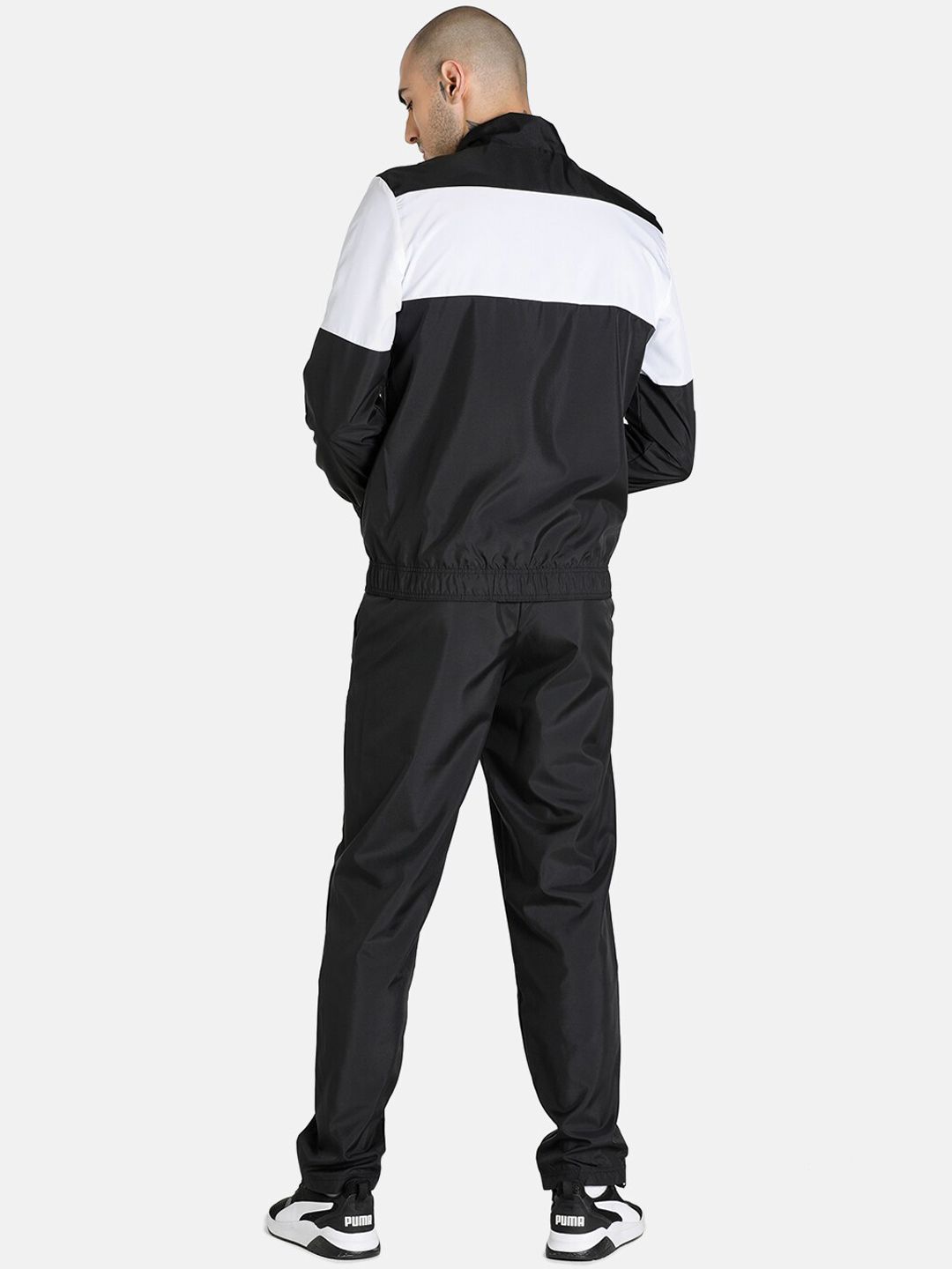  Puma Men Black & White Colourblocked Regular Fit Tracksuit