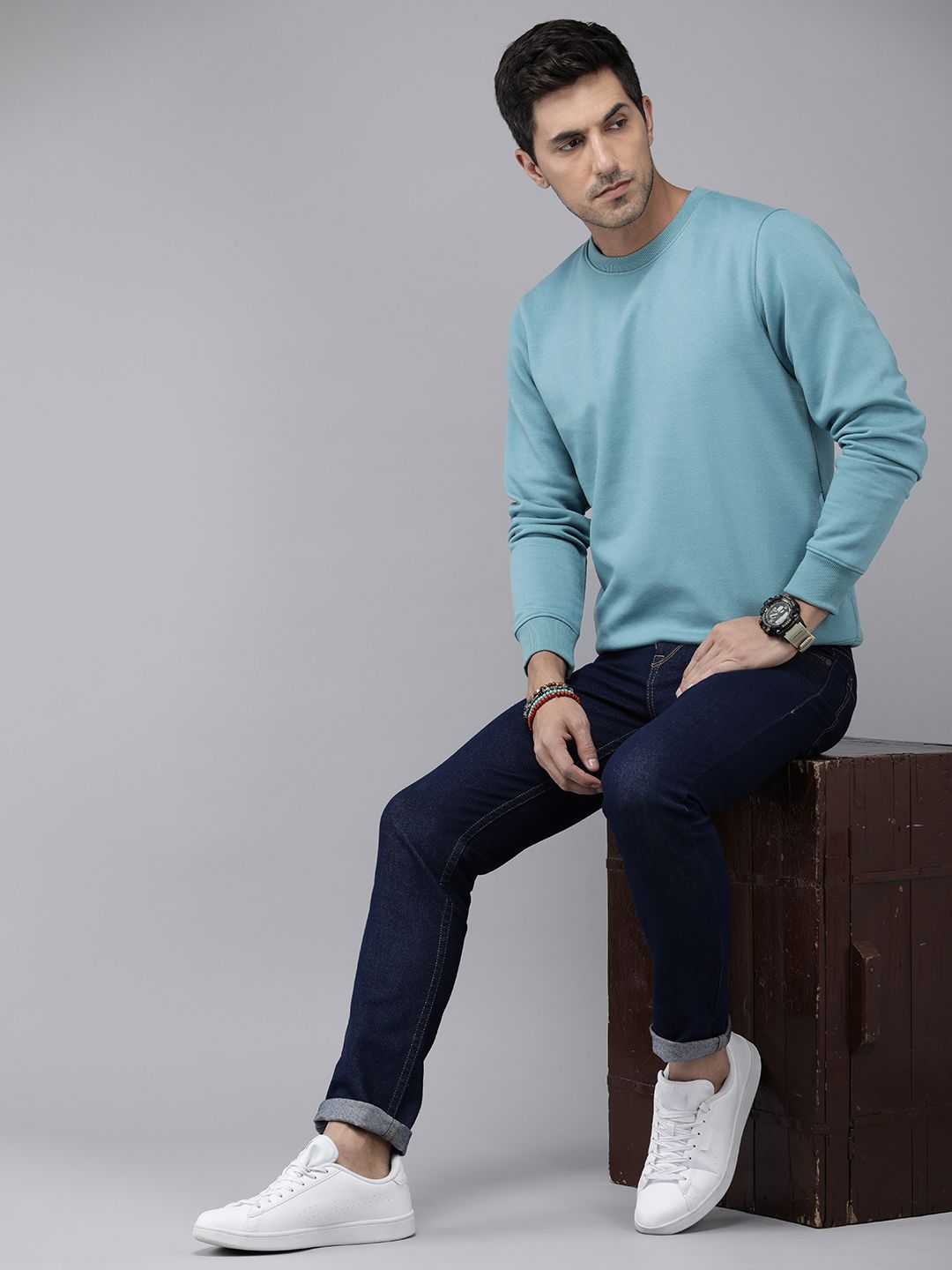  The Roadster Lifestyle Co. Men Solid Sweatshirt