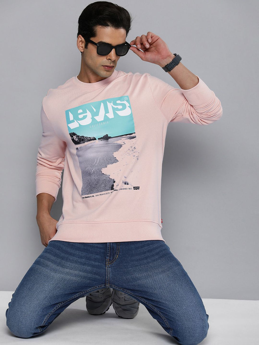  Levis Men Pink Printed Pullover Sweatshirt
