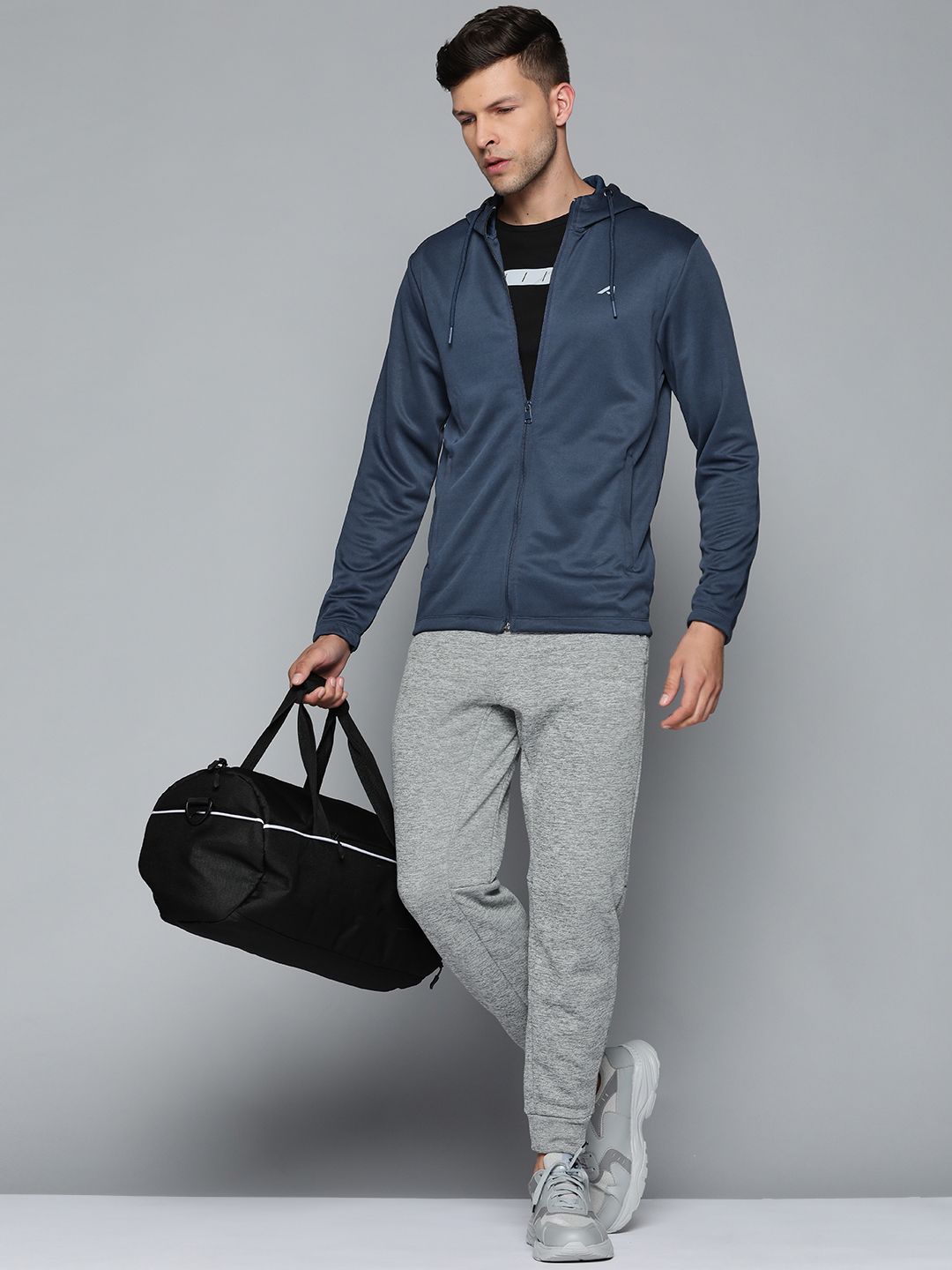 Alcis Men Blue Hooded Sweatshirt