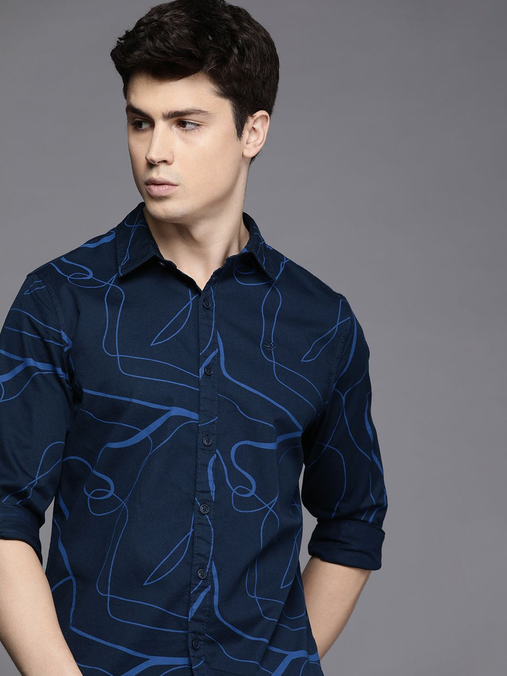  WROGN Slim Fit Abstract Printed Pure Cotton Casual Shirt