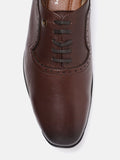  Louis Philippe Men Coffee Brown Leather Textured Formal Oxfords