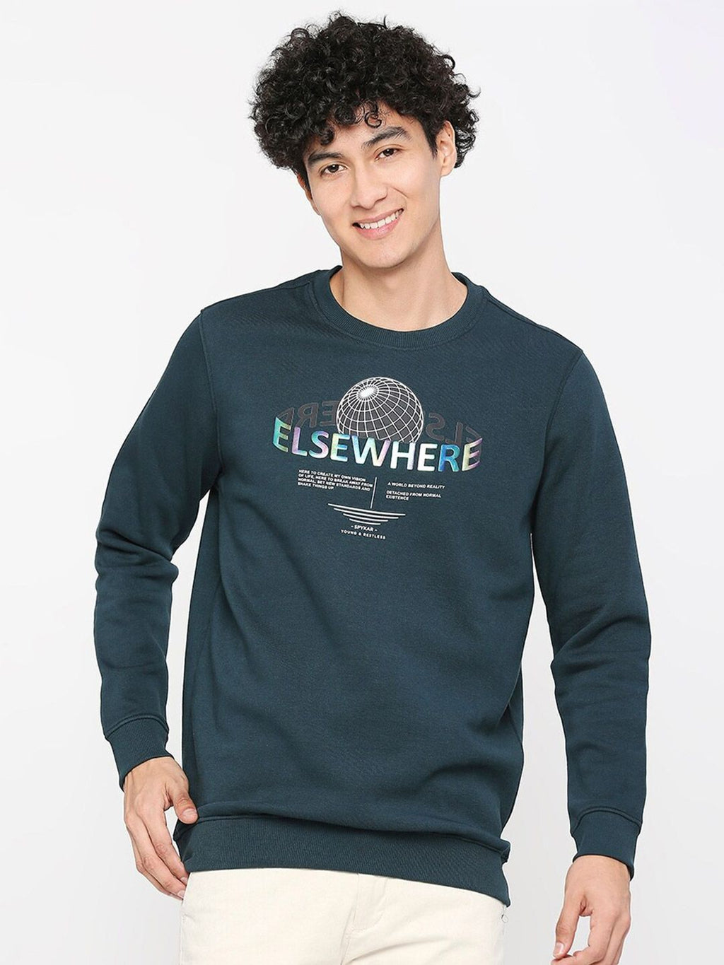 SPYKAR Graphic Printed Cotton Sweatshirt