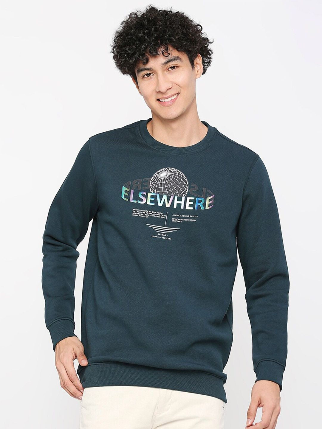  SPYKAR Graphic Printed Cotton Sweatshirt