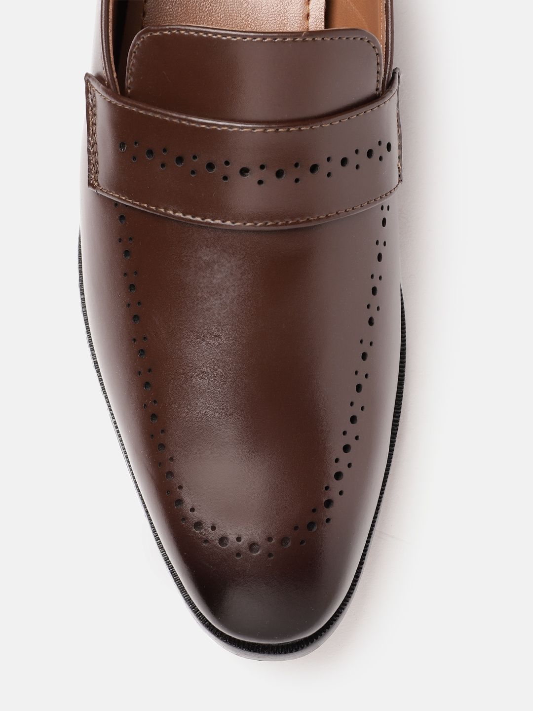  House Of Pataudi Men Handcrafted Formal Loafers With Perforated Detail