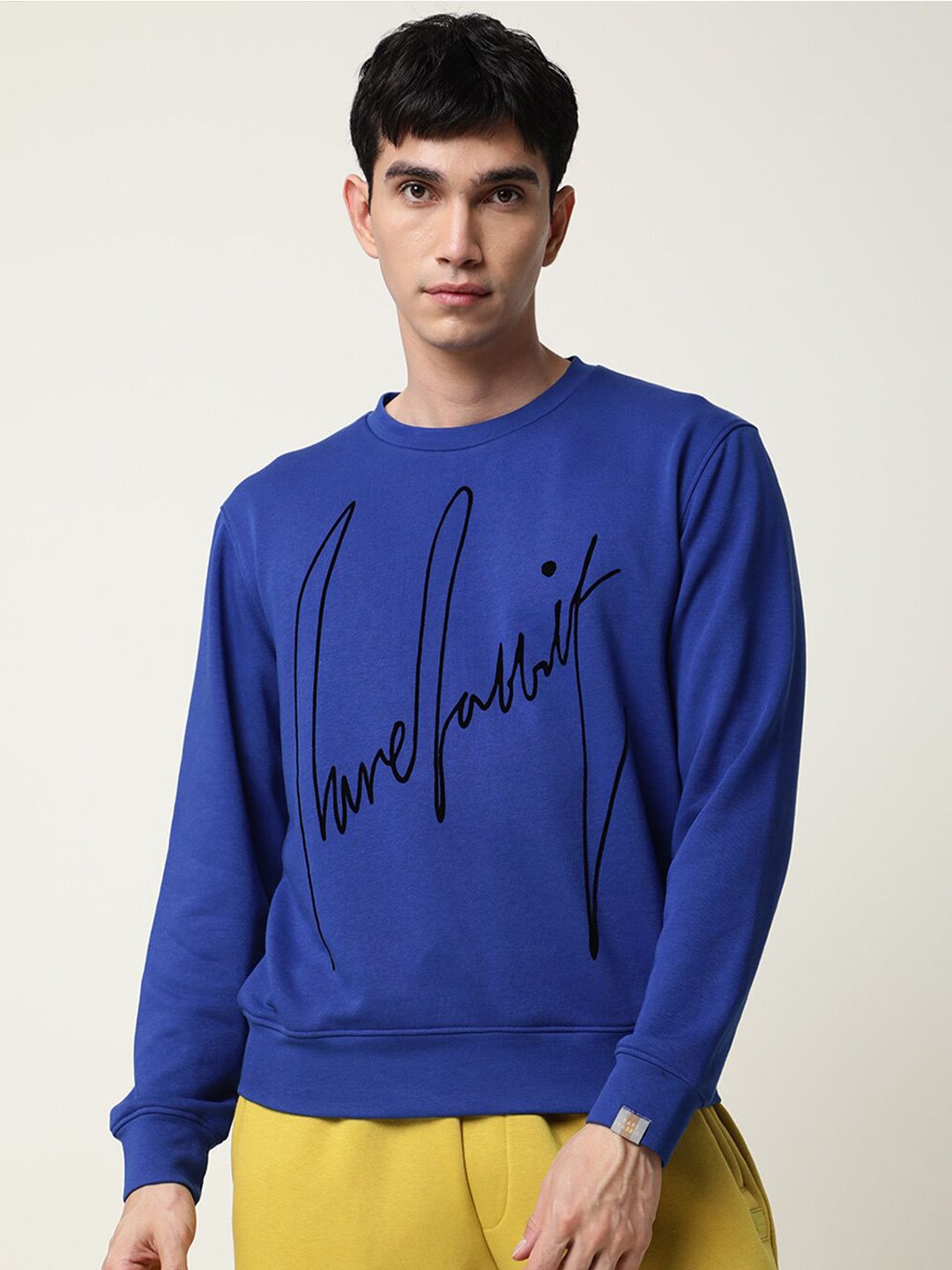  RARE RABBIT Men Blue Printed Cotton Sweatshirt
