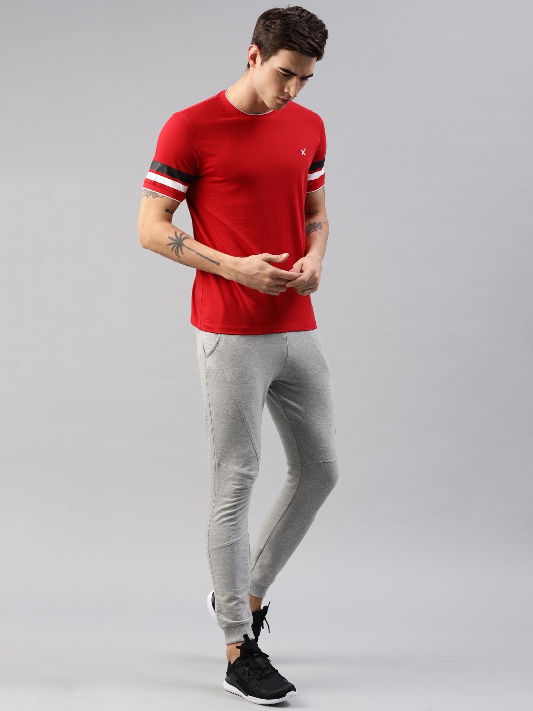 HRX By Hrithik Roshan Men Grey Solid Training Anti-Microbial Slim Fit Track Pants