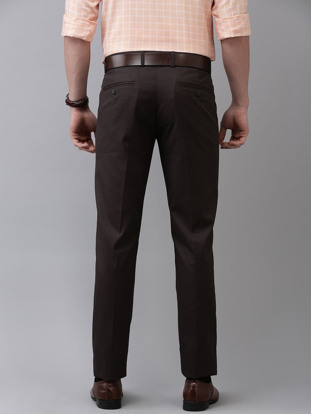  Arrow Men Brown Tailored Fit Formal Trousers