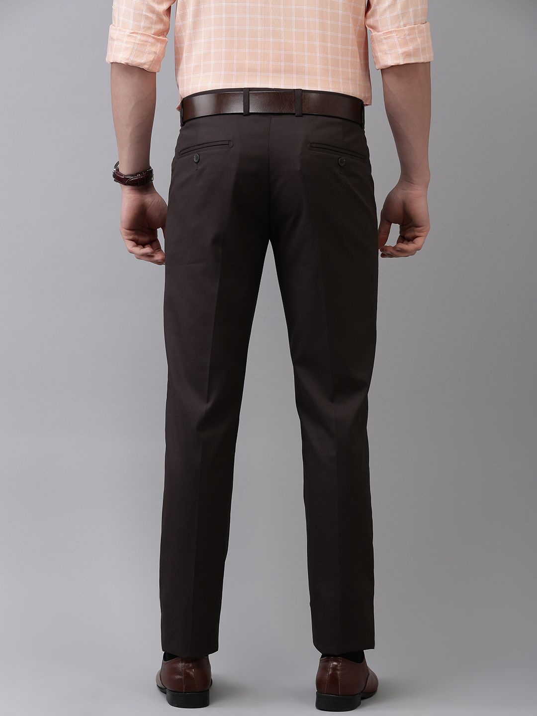  Arrow Men Brown Tailored Fit Formal Trousers