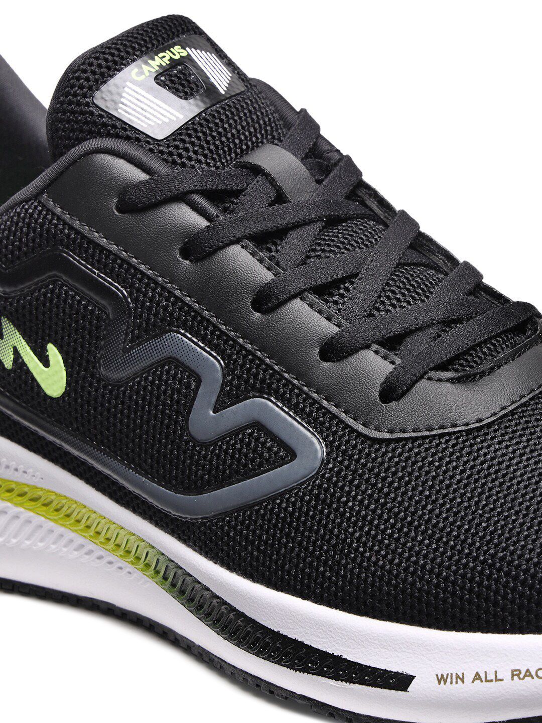  Campus Men Black Mesh Running Shoes