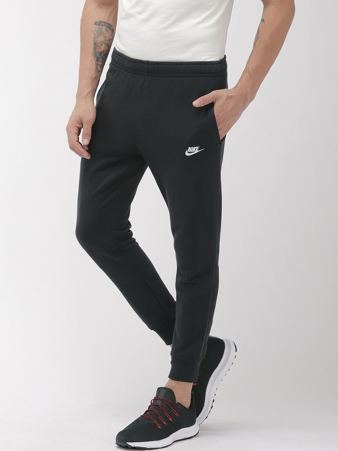  Nike Men Black French Terry NSW CLUB Solid Joggers
