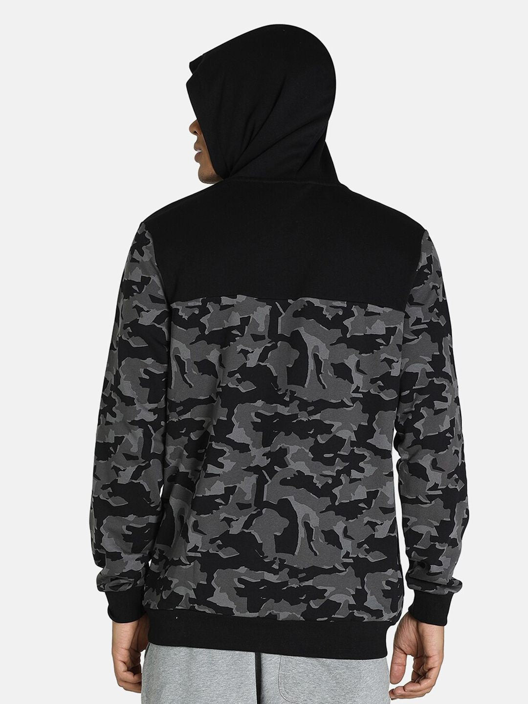  Puma Black Camouflage Printed Cotton Hooded Sweatshirt