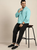  Sztori Men Plus Size Geometric Printed Hooded Sweatshirt