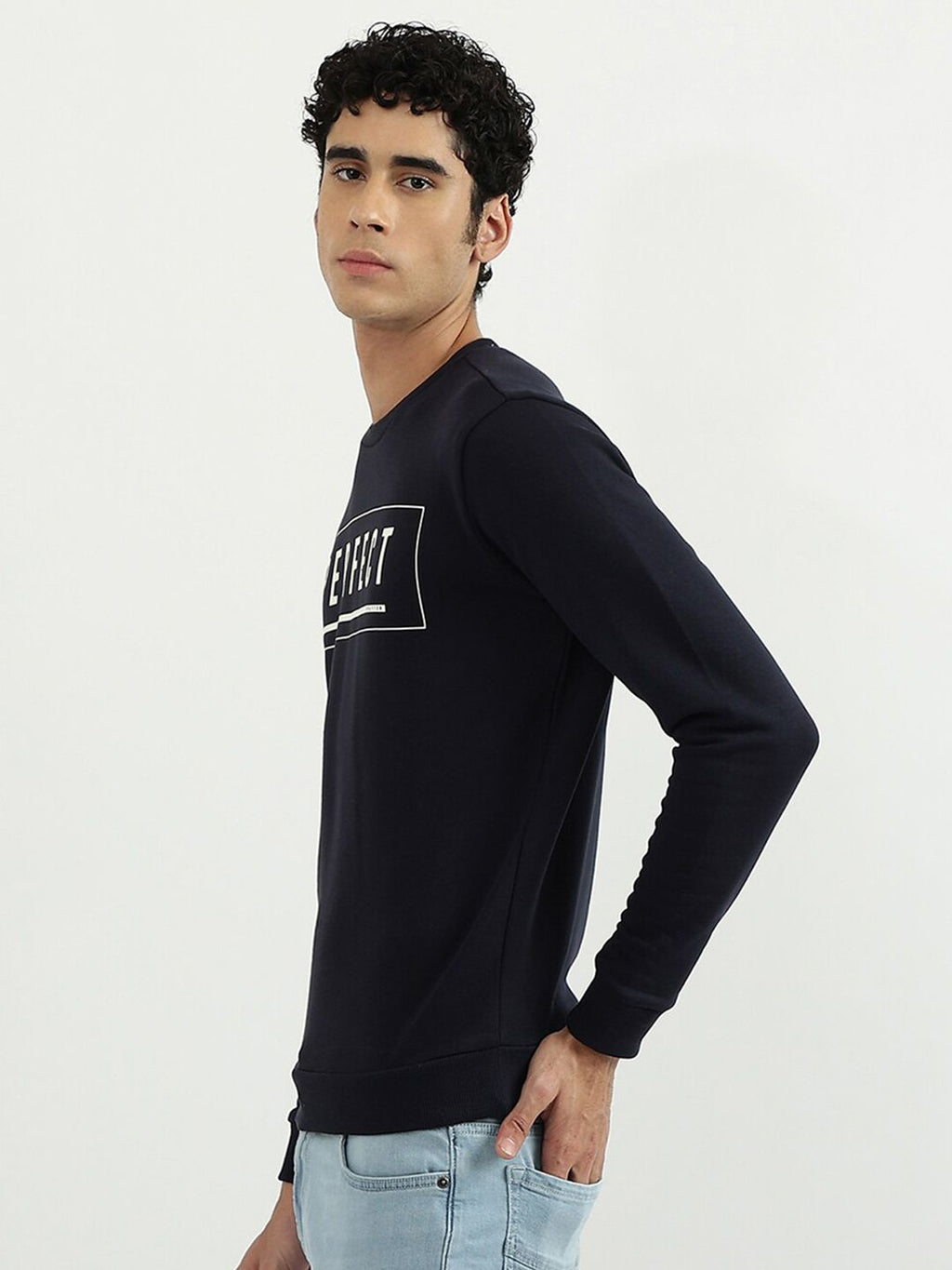  United Colors Of Benetton Men Navy Blue Printed Sweatshirt