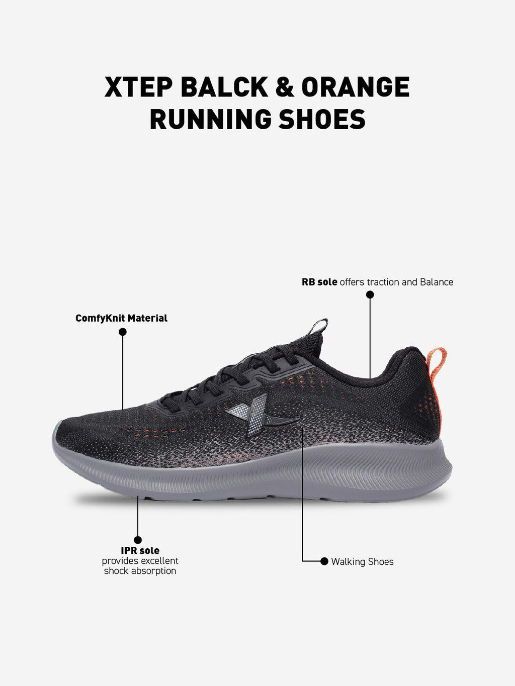 Xtep Men Super Grip EVA Textile Lightweight Non-Marking Running Shoes