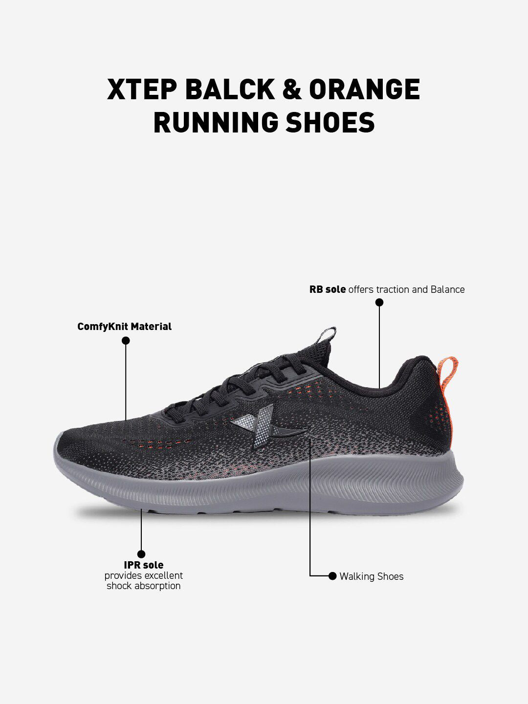  Xtep Men Super Grip EVA Textile Lightweight Non-Marking Running Shoes