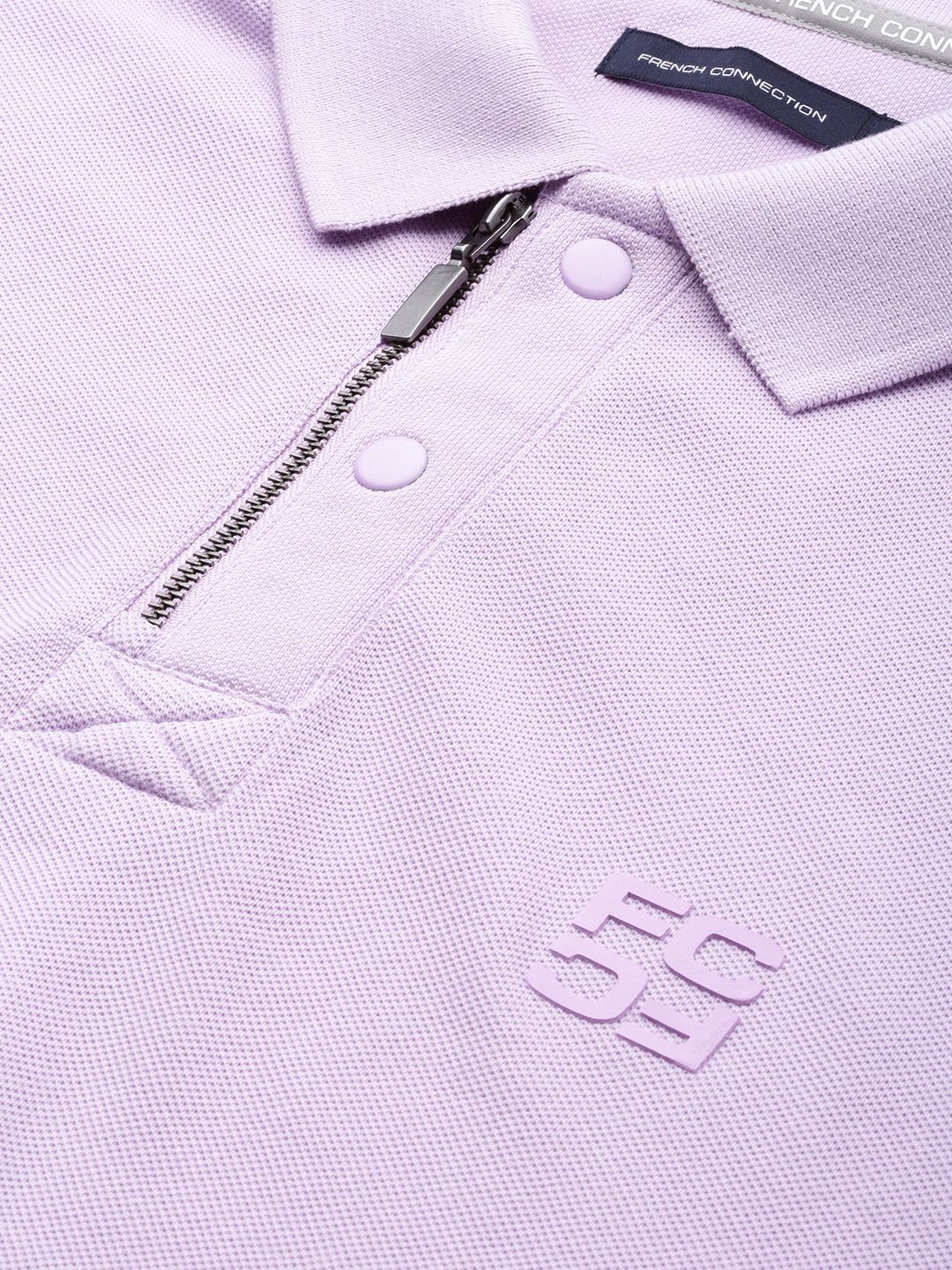  French Connection Solid Polo Collar Pure Cotton T-shirt