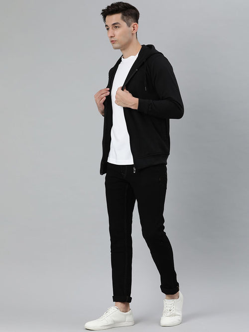  ADBUCKS Men Black Hooded Sweatshirt