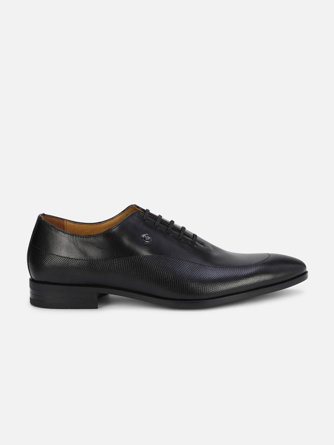  Louis Philippe Men Black Solid Leather Formal Derbys