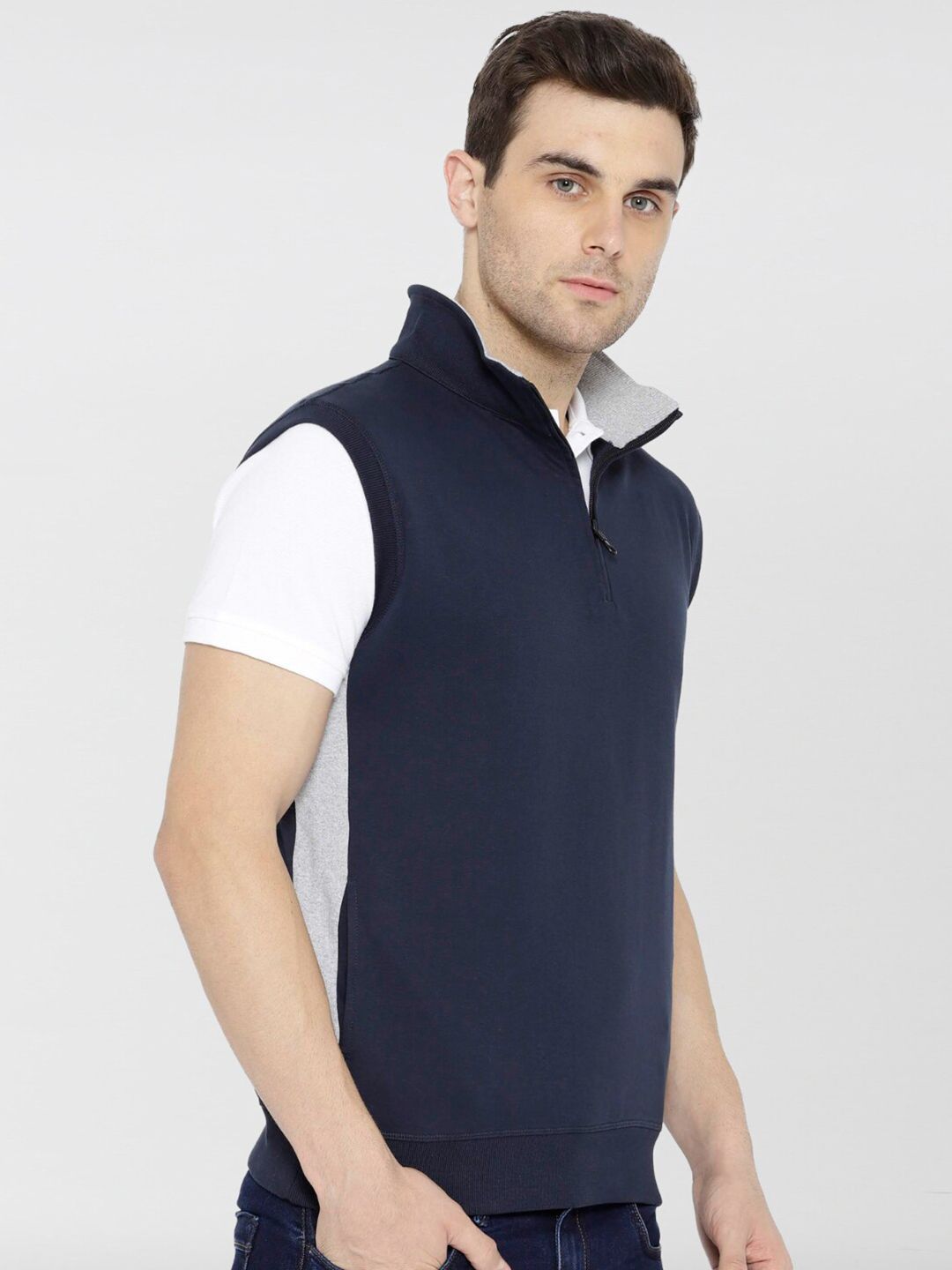  Dream Of Glory Inc Men Navy Blue Solid Sleeveless Pullover Sweatshirt