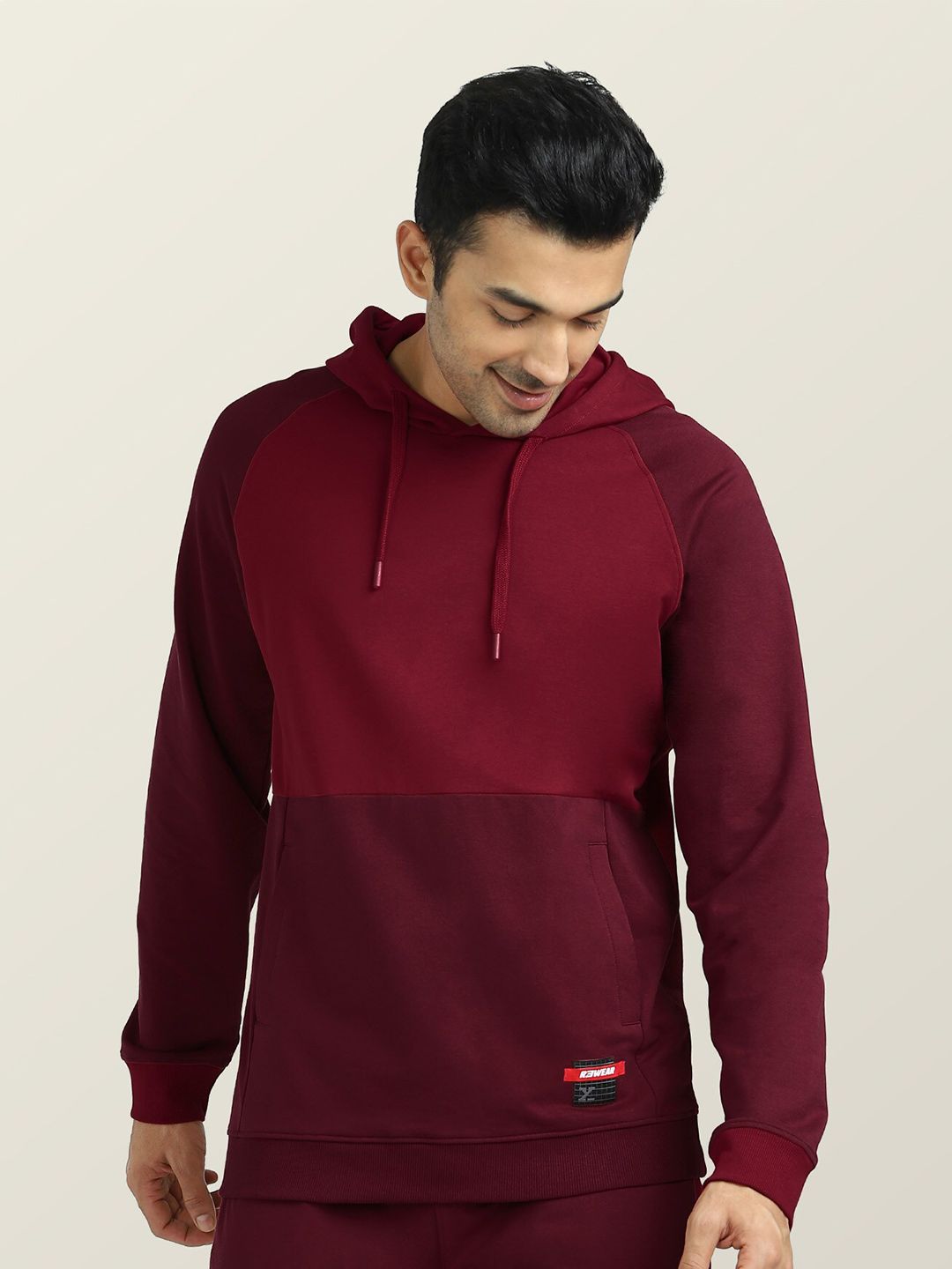  XYXX Men Maroon Hooded Cotton Sweatshirt