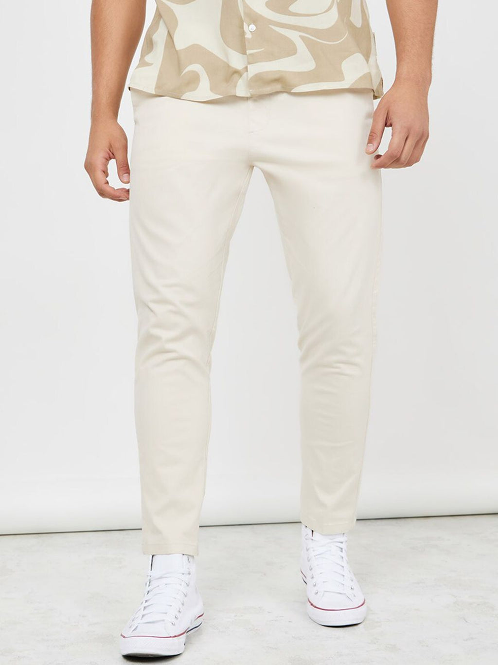  Styli Men Beige Mid-Rise Slim-Fit Pure Cotton Track Pants