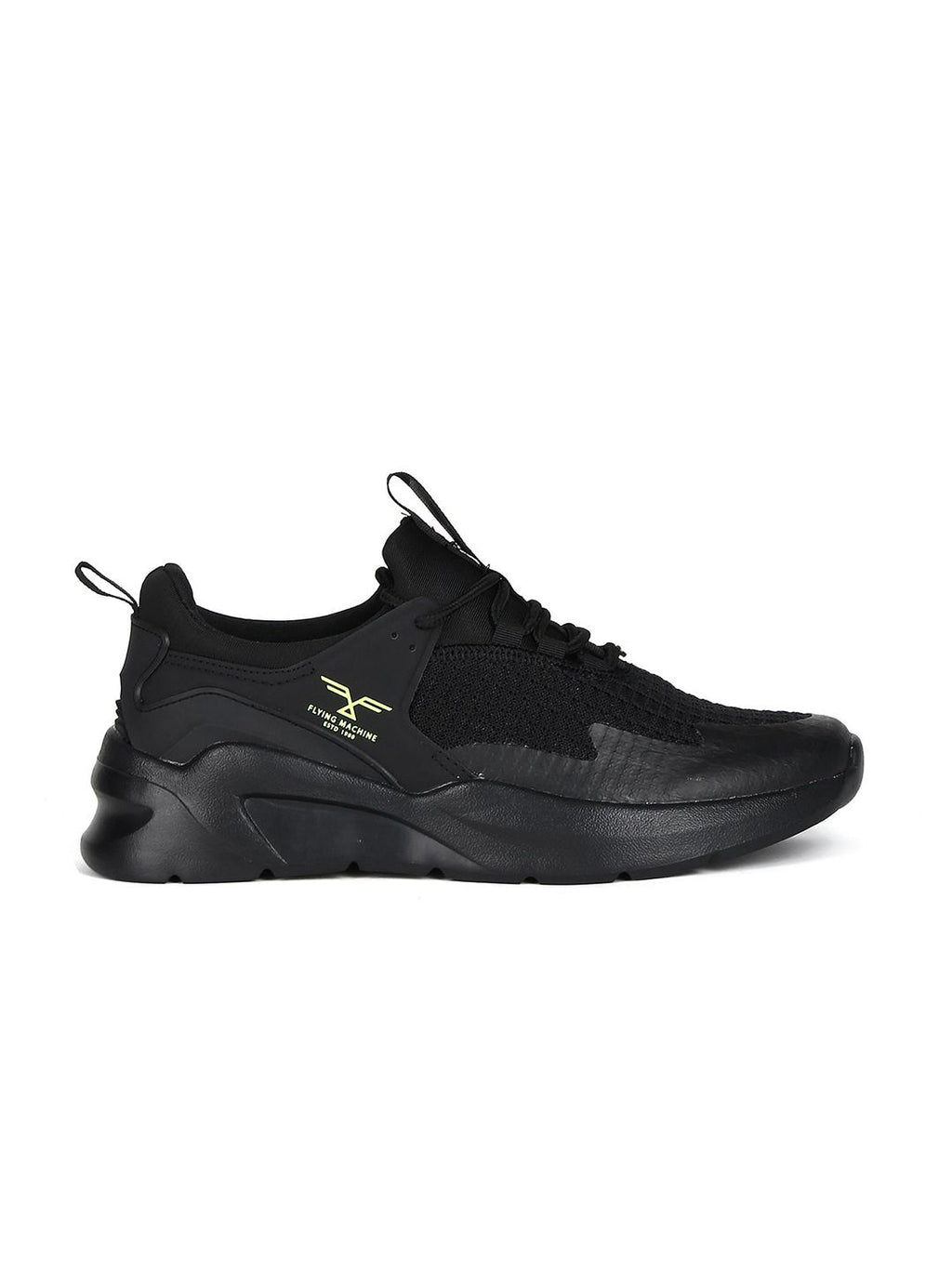  Flying Machine Men Black Mesh Walking Shoes