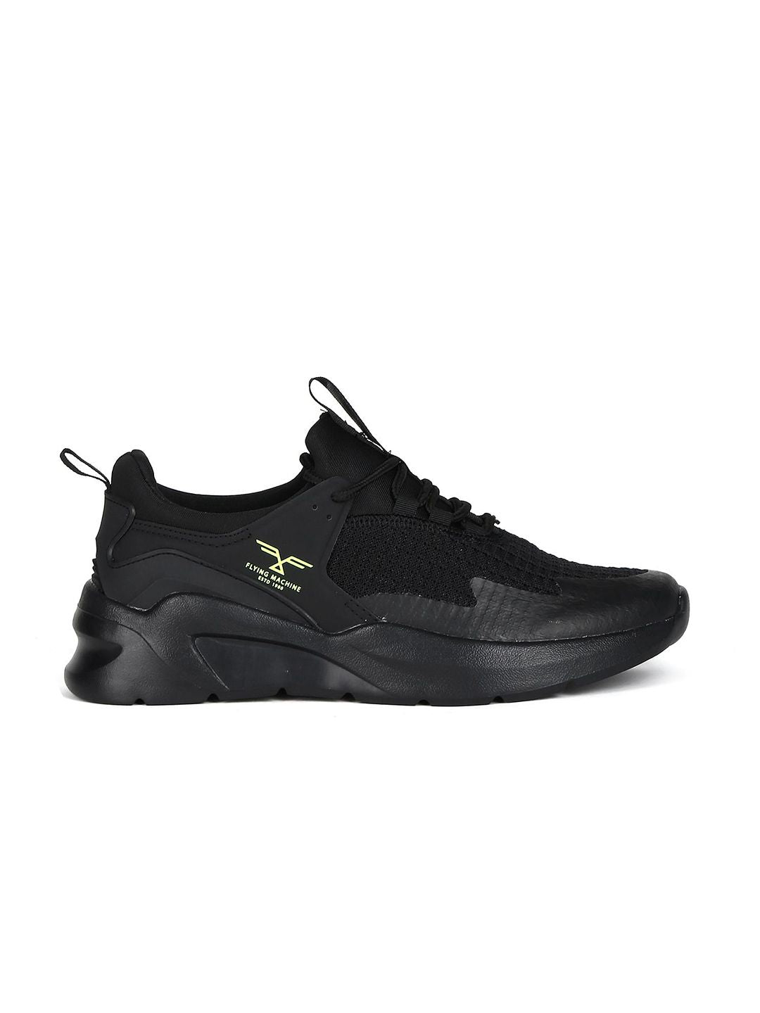  Flying Machine Men Black Mesh Walking Shoes